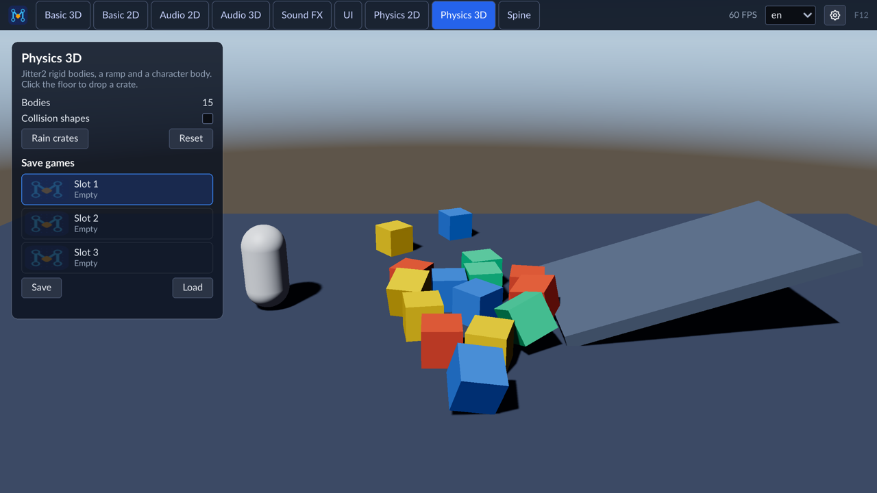 Physics 3D: Jitter2, save slots with thumbnails